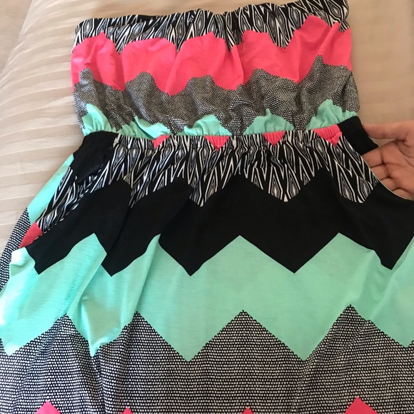 Long multi strapless colored dress - Picture 2 of 3